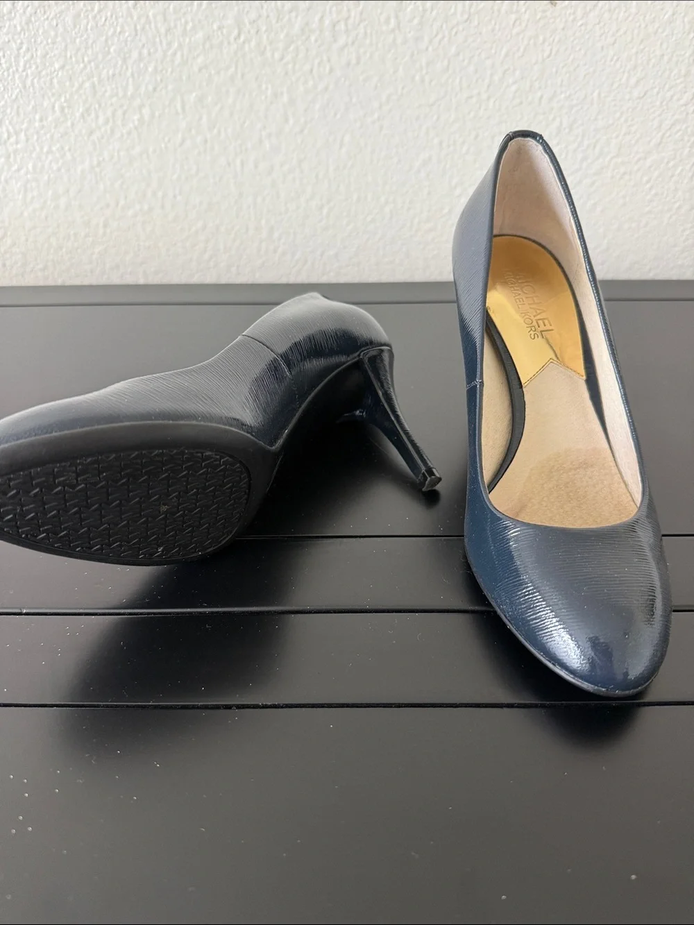 Michael Kors Dark Navy Patent Leather Round-Toe Pumps